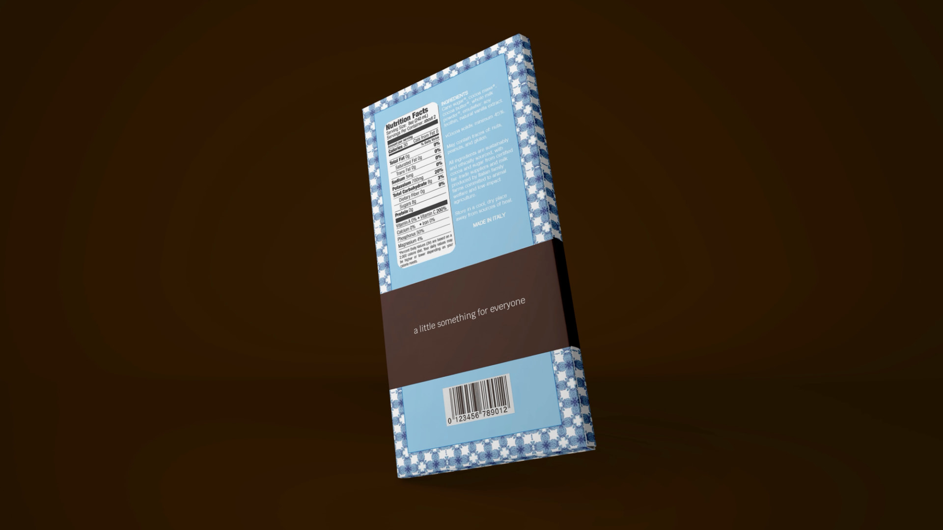 Dolce Pezzo chocolate bar packaging — back