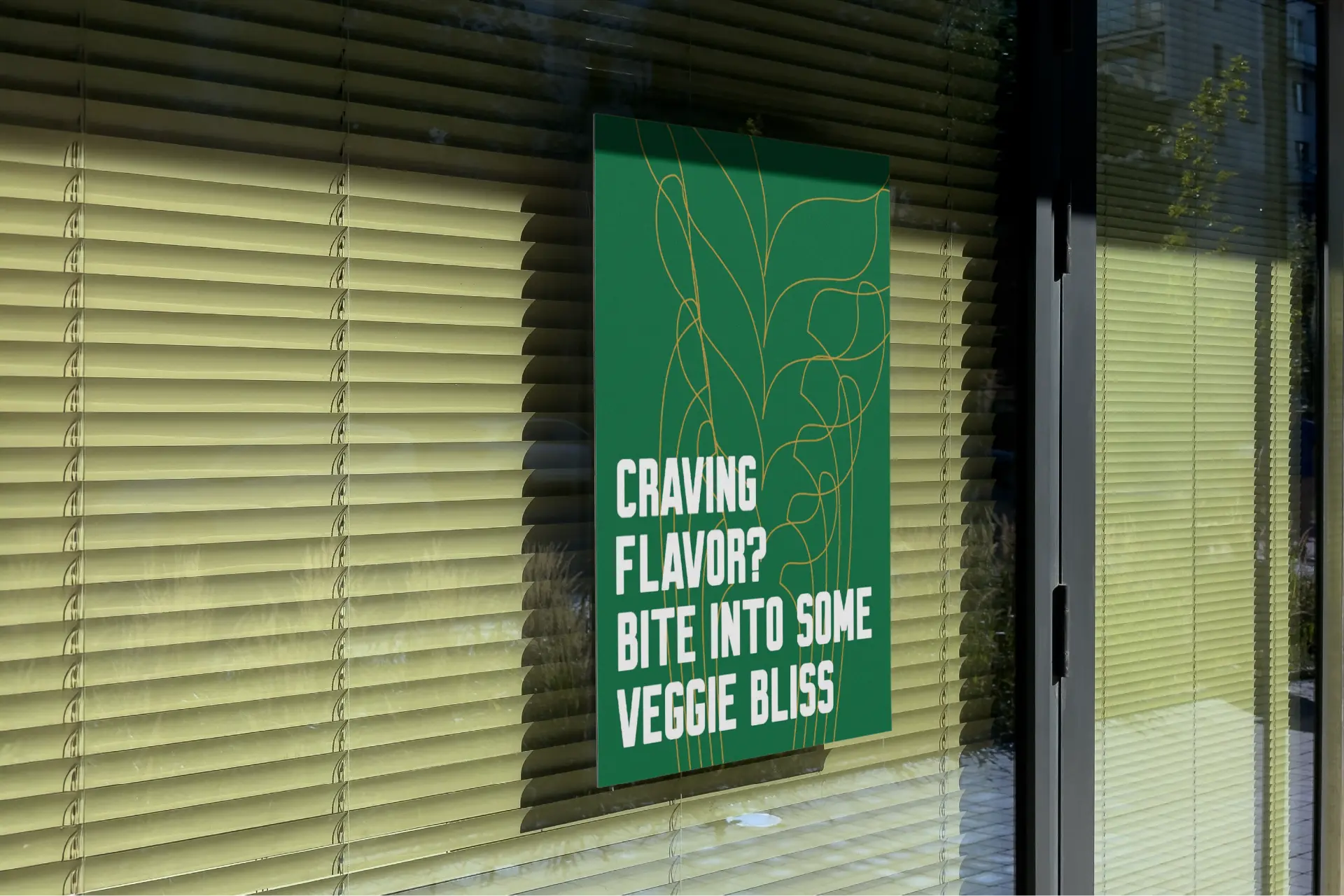Romeo's Vegan Burgers — green window poster